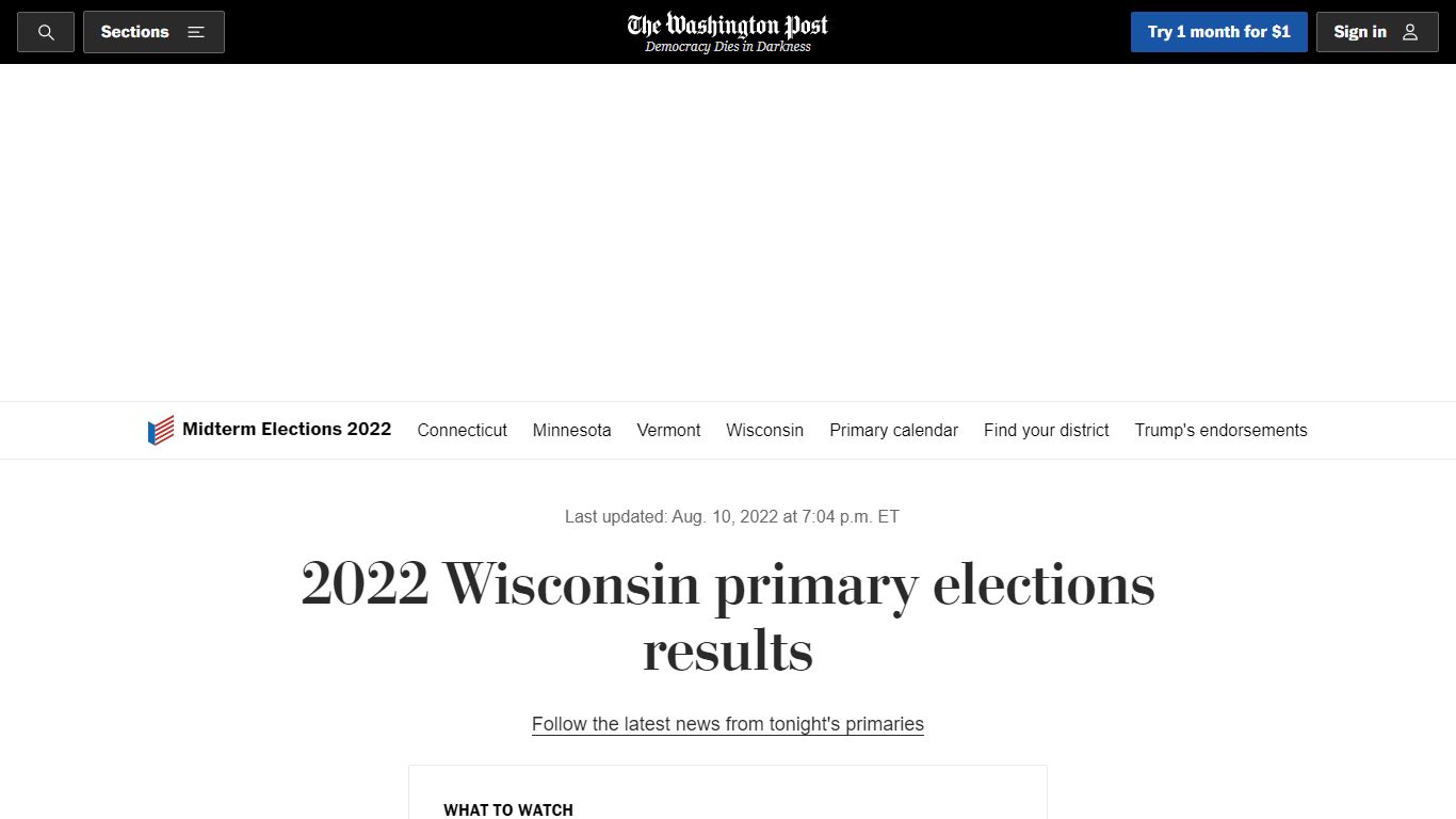 2022 Wisconsin primary elections results | The Washington Post